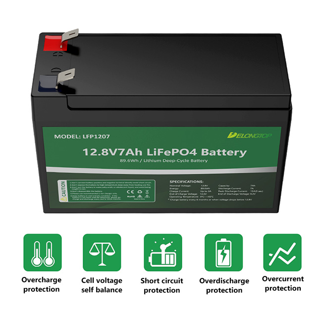 Batterie au lithium-ion rechargeable à cycle profond Lifepo4 12v 7ah