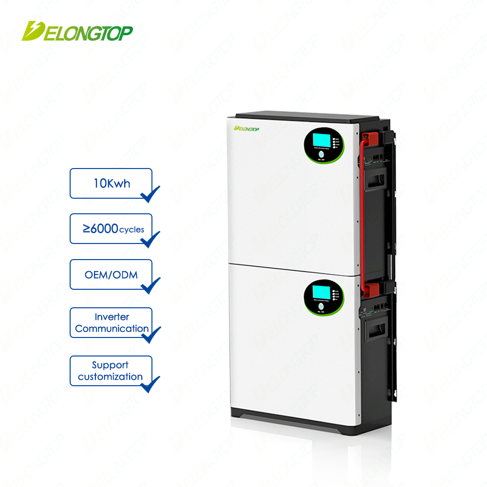 Batterie de stockage d'énergie solaire domestique modulaire empilable de 10 kWh (51,2 V 100 Ah x 2)